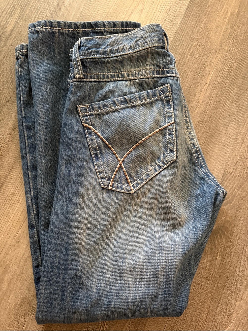 Wrangler Men's Light Blue Bootcut Jeans with Contrast Stitching